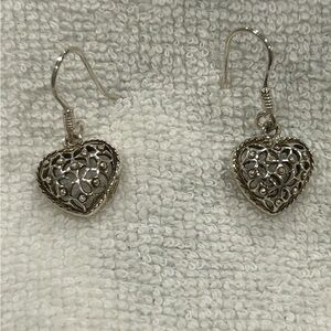 Elegant Silver Heart Earrings